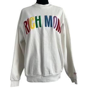 Tinx Rich Mom Sweatshirt Womens Medium White Pride Rainbow Embroidery